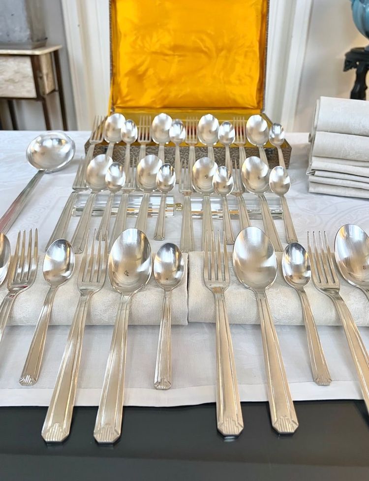 Ménagère Métal Argenté Époque Art Déco 1930 - Set Cutlery Service