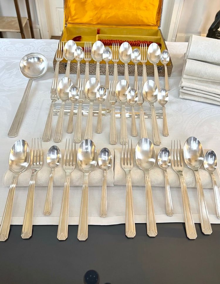 Ménagère Métal Argenté Époque Art Déco 1930 - Set Cutlery Service