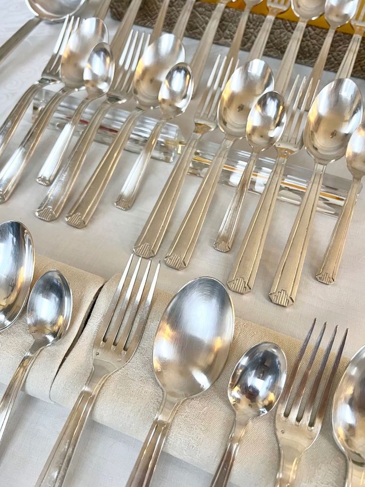 Ménagère Métal Argenté Époque Art Déco 1930 - Set Cutlery Service