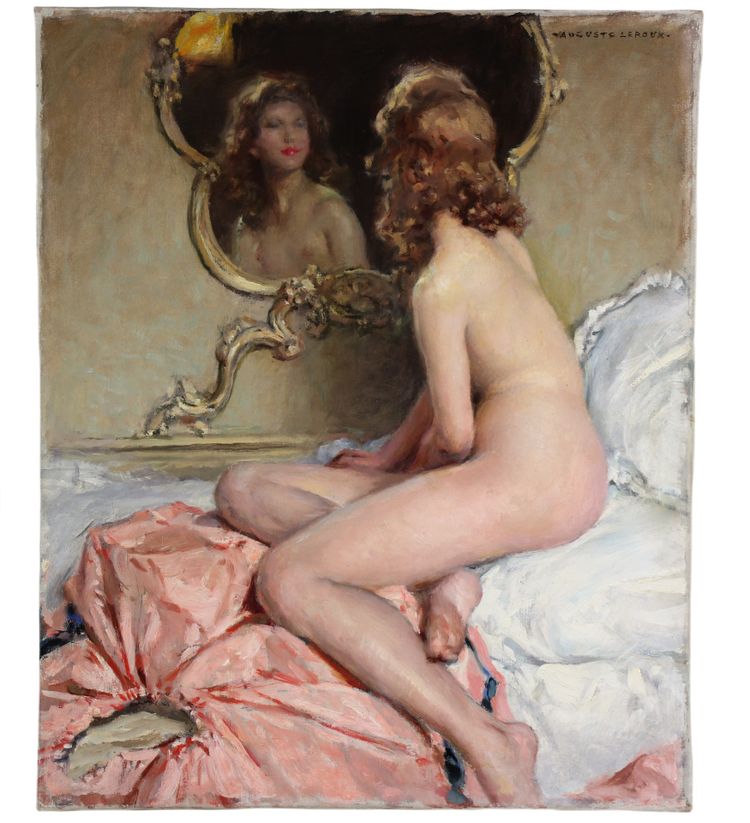 French Oil painting on Canvas, a reclining Nude 19Th