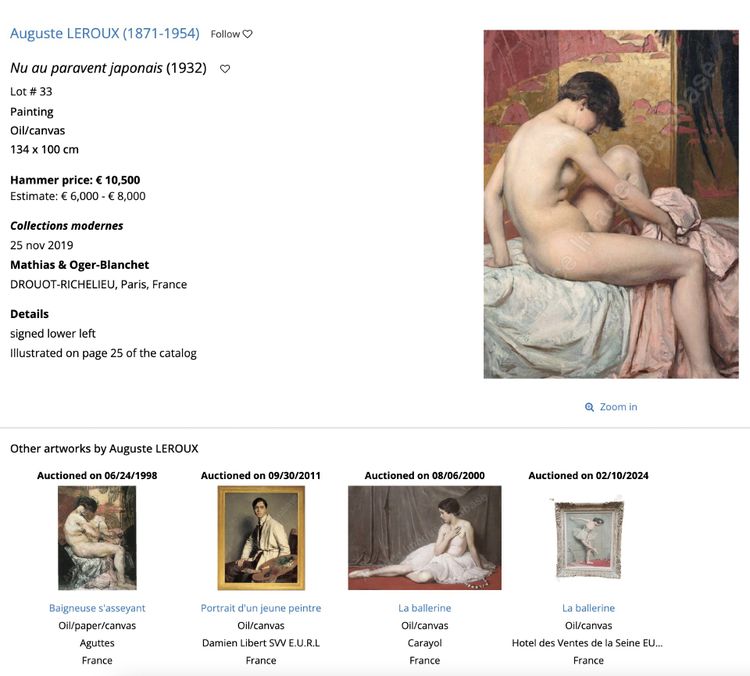 French Oil painting on Canvas, a reclining Nude 19Th