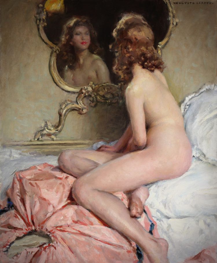 French Oil painting on Canvas, a reclining Nude 19Th