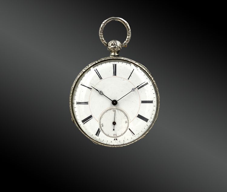 Montre chronomètre de poche argent, avec boussole France début XIXème siècle