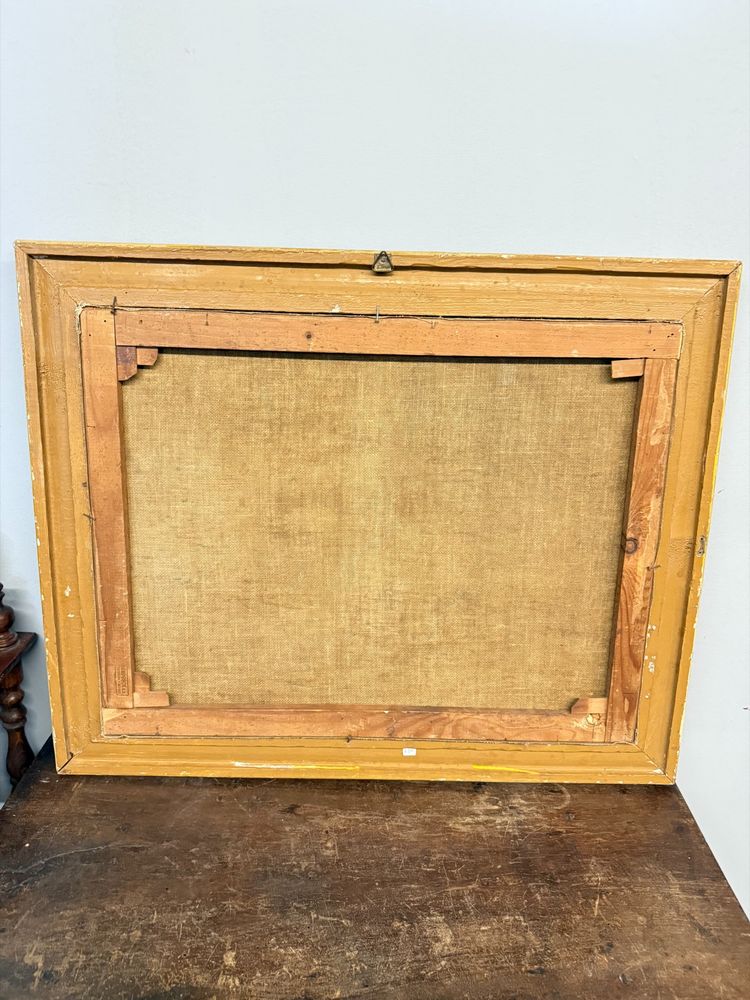 Ancienne peinture à l'huile sur toile de l'école autrichienne du 19ème siècle, 67x78cm, avec paysage et château.