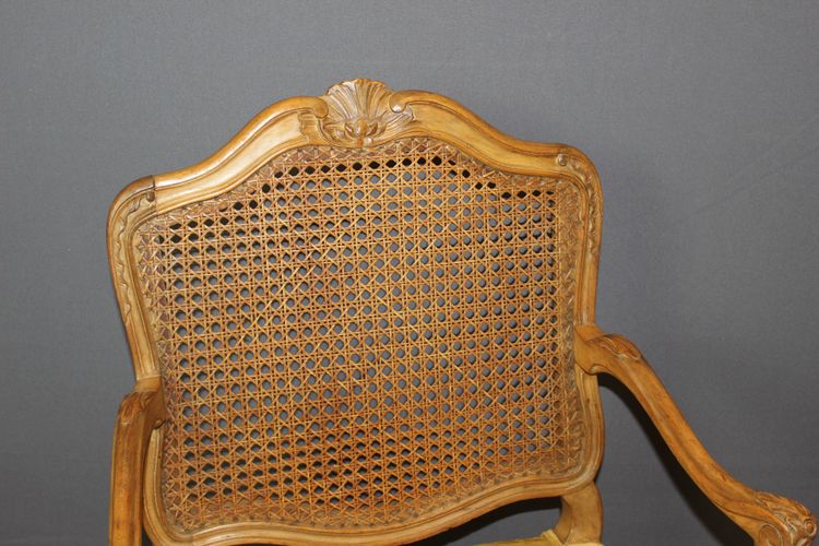 Poltrona Regency con schienale piatto e canne del XIX secolo