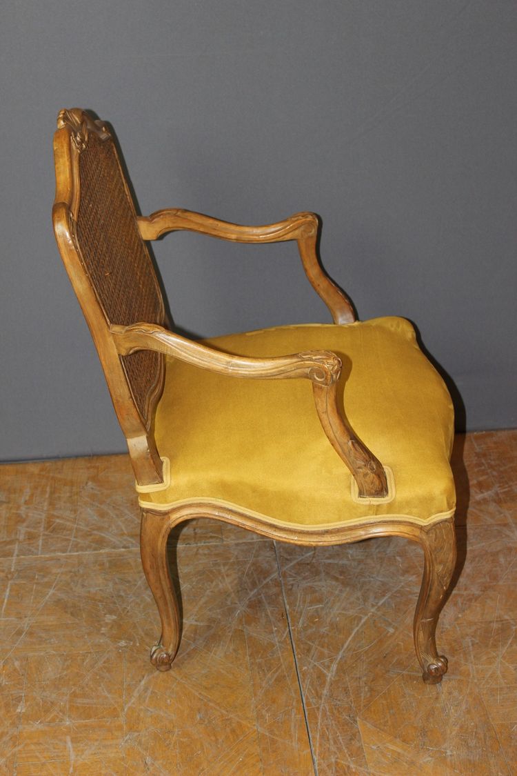 Poltrona Regency con schienale piatto e canne del XIX secolo