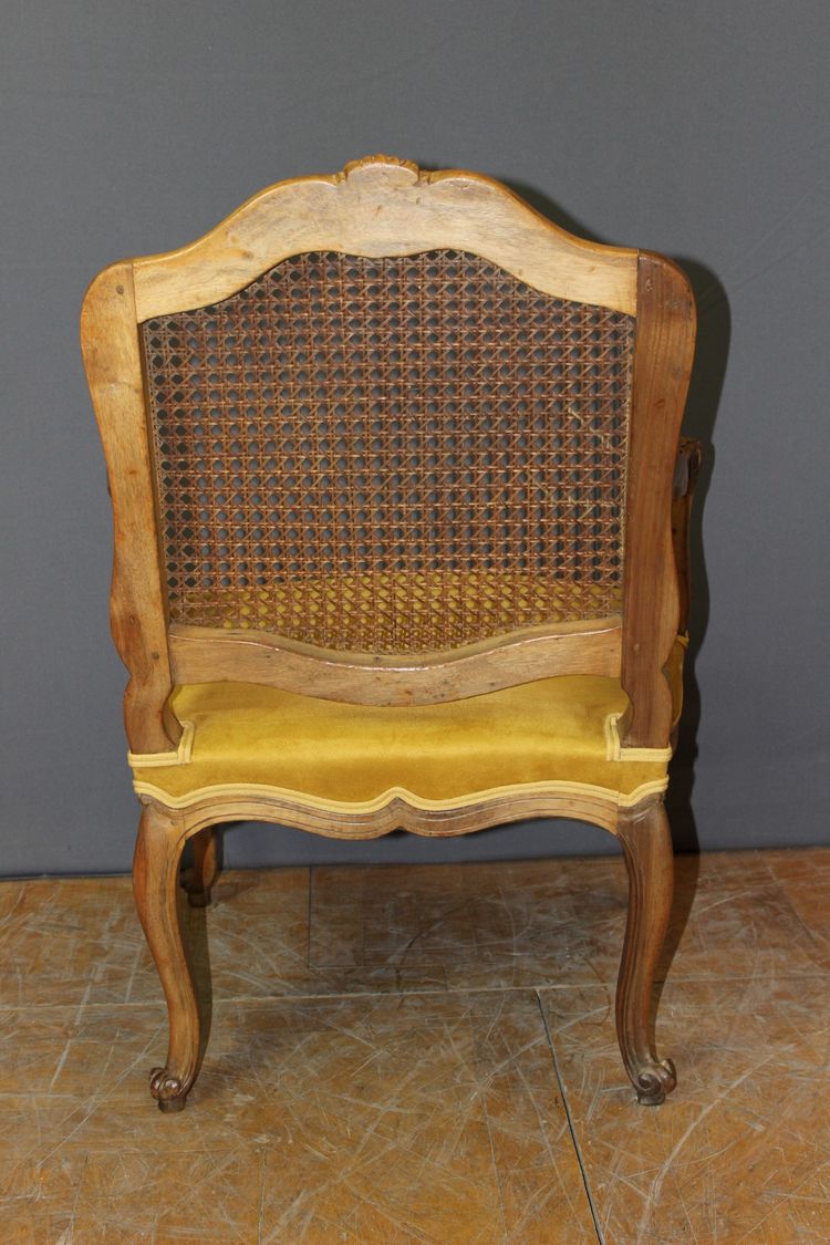 Poltrona Regency con schienale piatto e canne del XIX secolo