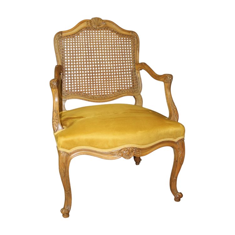 Poltrona Regency con schienale piatto e canne del XIX secolo