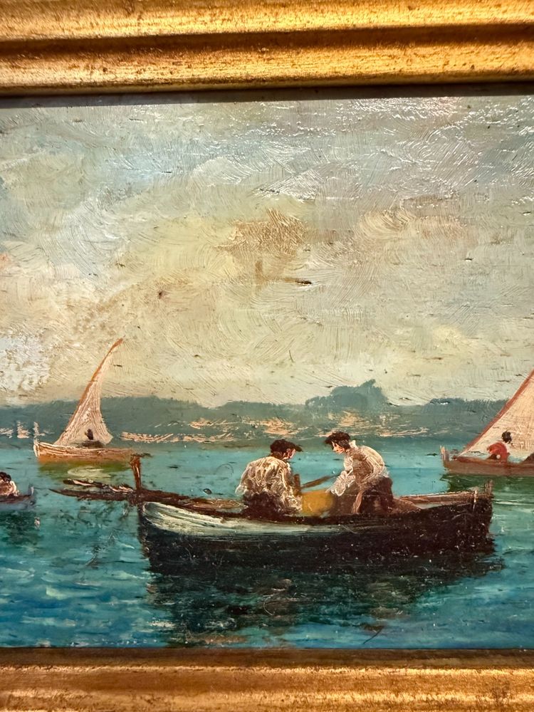 Paar Gemälde der alten neapolitanischen Schule, Öl auf Tafel, Ende 19. Jahrhundert, 28x32cm