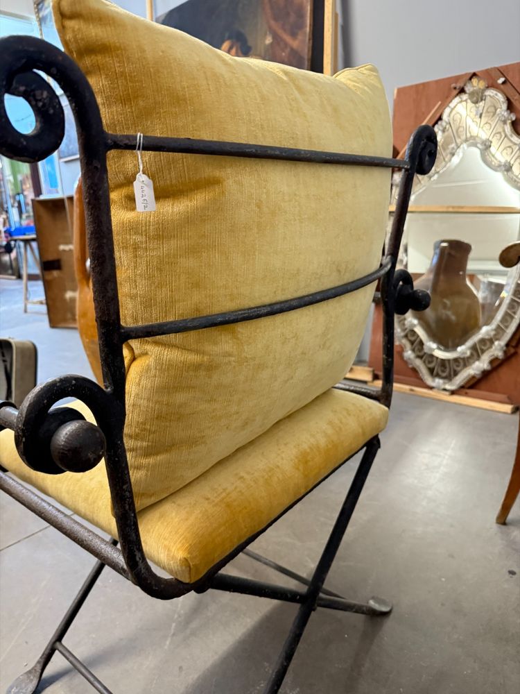 Coppia di poltrone in ferro battuto classiche XX sec 96x74x55cm