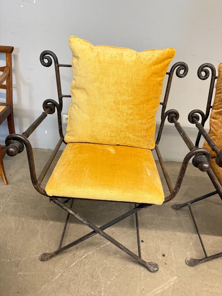 Coppia di poltrone in ferro battuto classiche XX sec 96x74x55cm