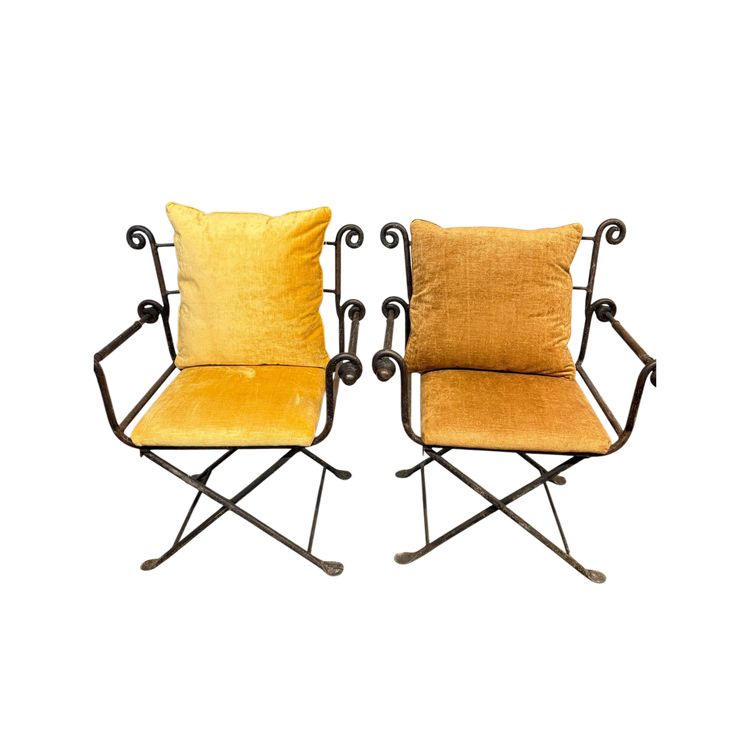 Coppia di poltrone in ferro battuto classiche XX sec 96x74x55cm