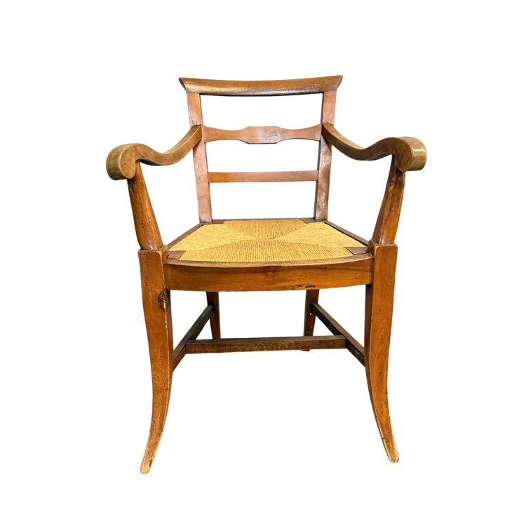 Fauteuil ancien en noyer de la fin du 18ème siècle, Toscane, Louis XVI garni 91x56x45