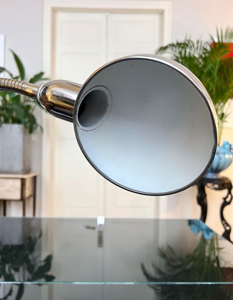 Lampe De Bureau Métal Chromé Bras Orientable - Vintage