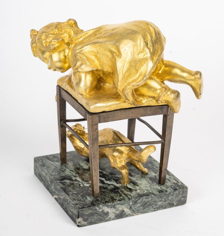 Scultura Art Déco in bronzo dorato, Louis OURY