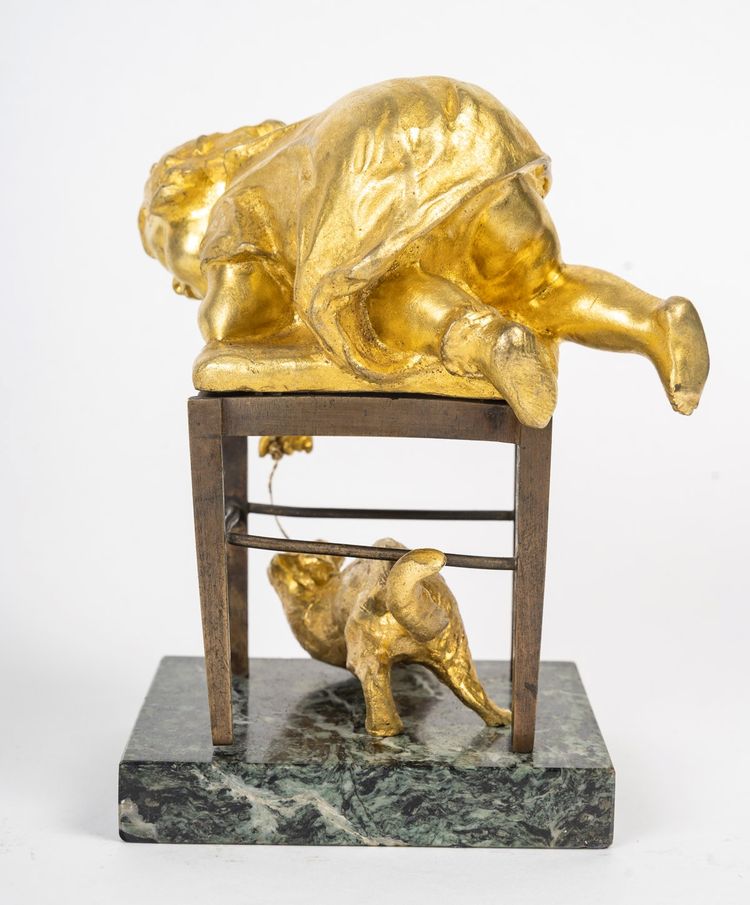 Scultura Art Déco in bronzo dorato, Louis OURY