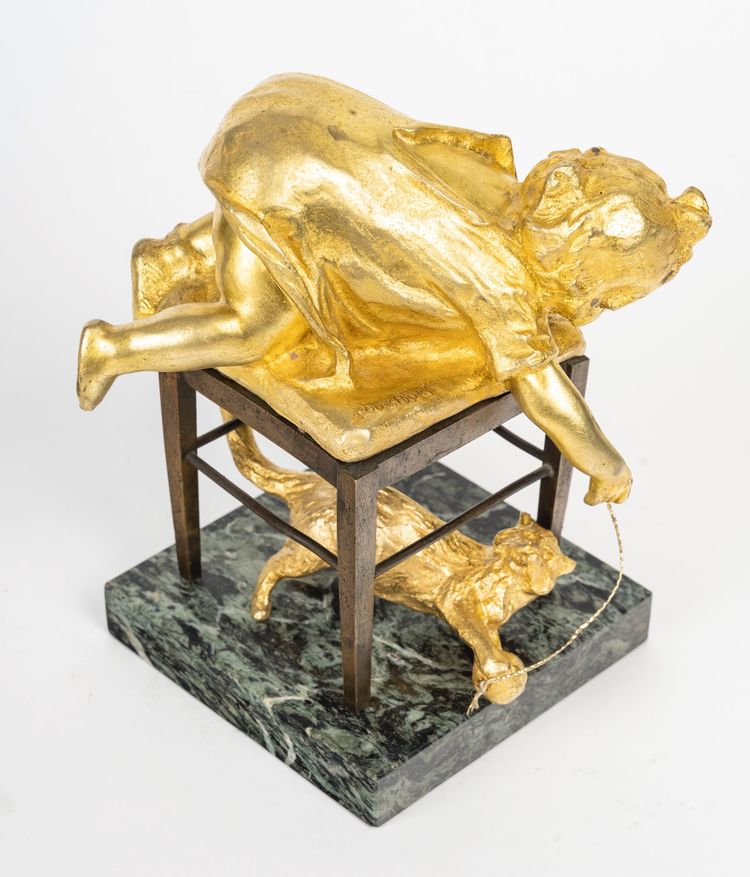 Scultura Art Déco in bronzo dorato, Louis OURY