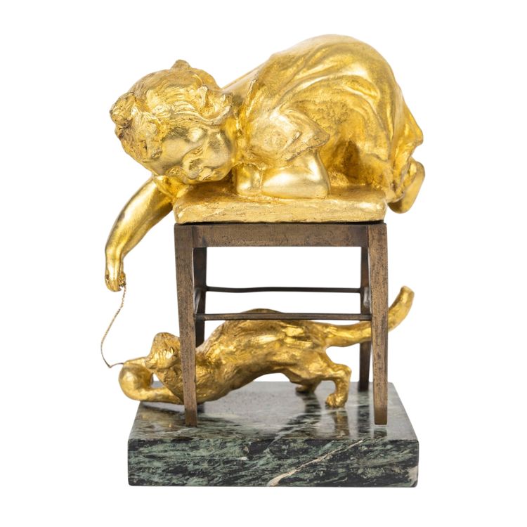 Scultura Art Déco in bronzo dorato, Louis OURY