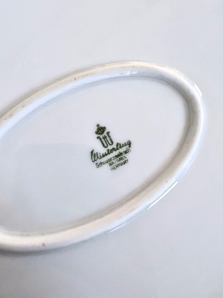 Piatto per verdure e piatto da portata Porcellana e filetti di platino - Pezzi d'epoca