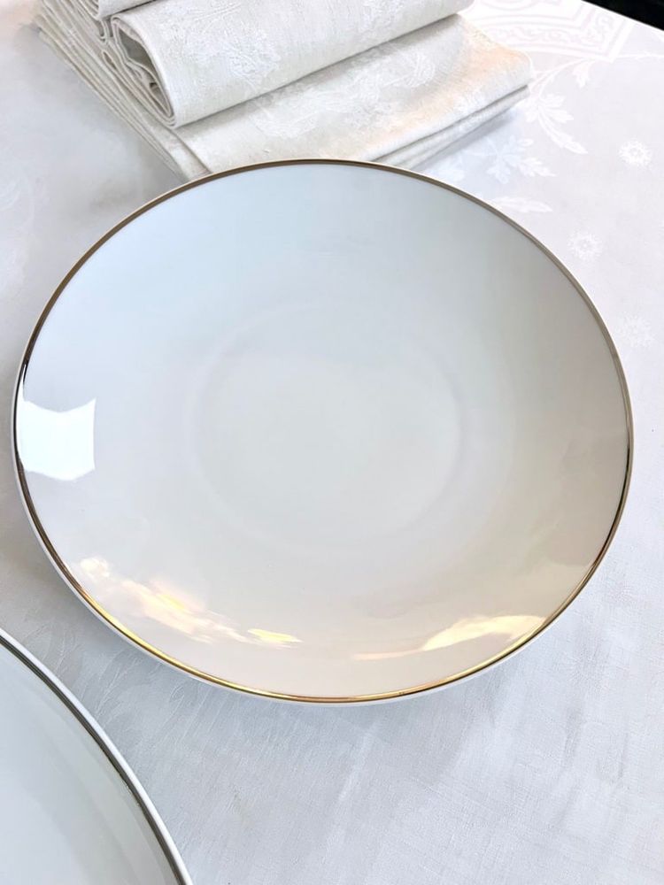 Piatto per verdure e piatto da portata Porcellana e filetti di platino - Pezzi d'epoca