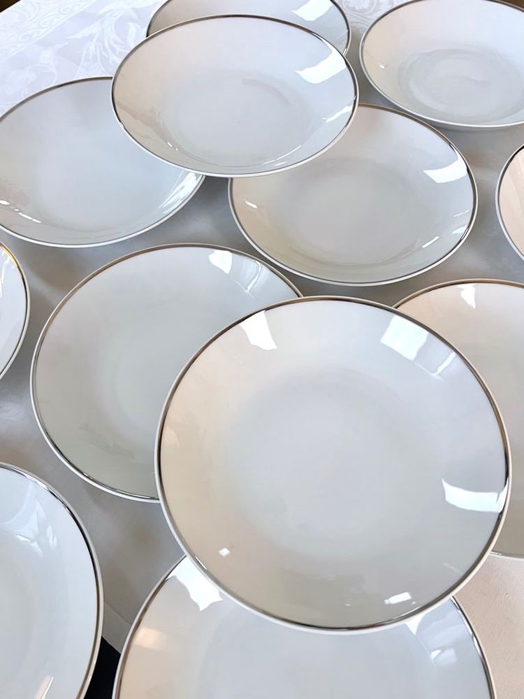 Piatti fondi in porcellana Filet Platine - Servizio da tavola d'epoca