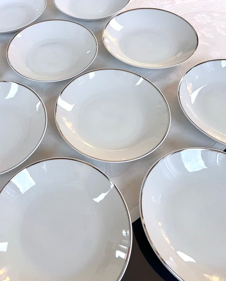 Piatti fondi in porcellana Filet Platine - Servizio da tavola d'epoca