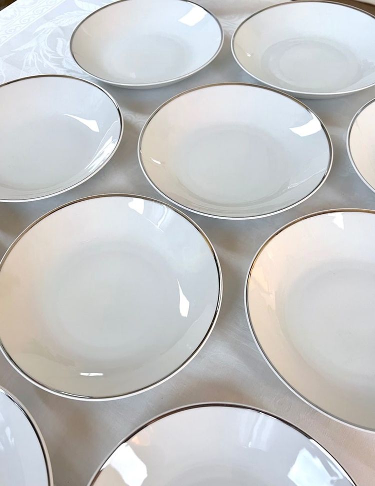 Piatti fondi in porcellana Filet Platine - Servizio da tavola d'epoca