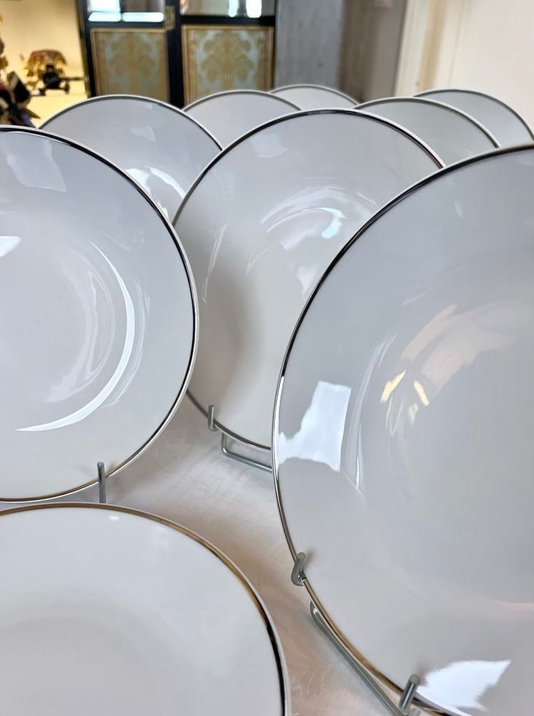 Piatti fondi in porcellana Filet Platine - Servizio da tavola d'epoca