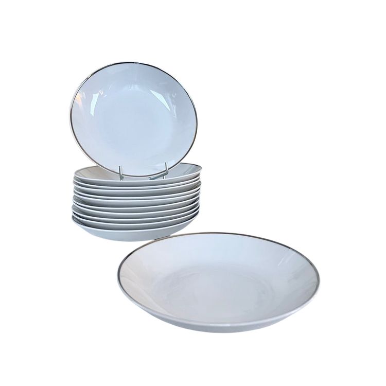 Piatti fondi in porcellana Filet Platine - Servizio da tavola d'epoca