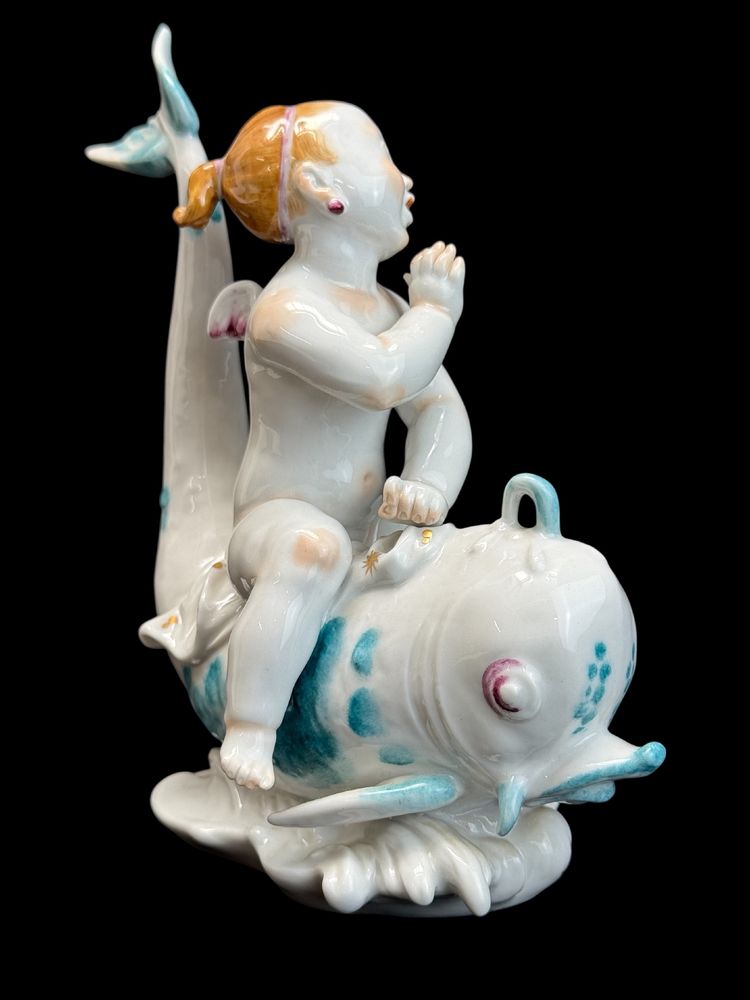 Volkstedt - Porcelain figure Eros on a dolphin I