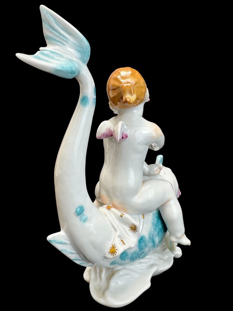 Volkstedt - Porcelain figure Eros on a dolphin I