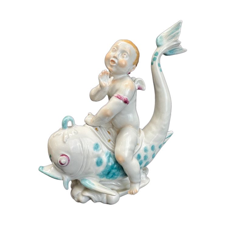 Volkstedt - Porcelain figure Eros on a dolphin I