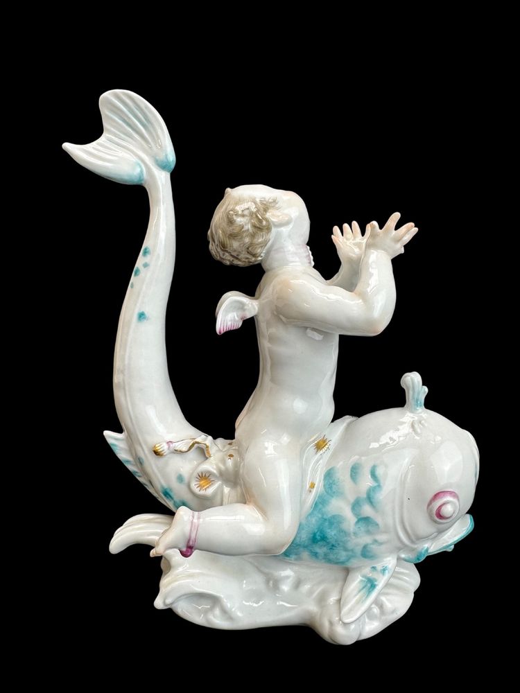 Volkstedt - Porcelain figure Eros on a dolphin II