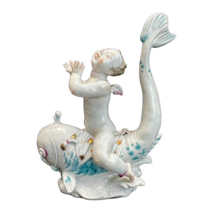 Volkstedt - Porcelain figure Eros on a dolphin II