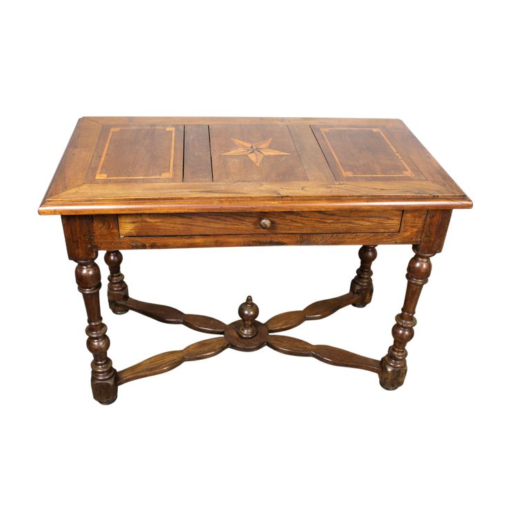 Table à écrire bureau de style Louis XIV époque 18ème en bois fruitier et marqueterie