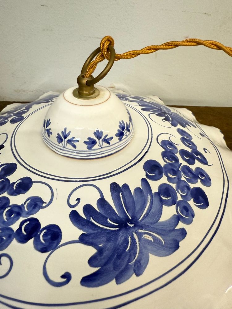 Pair of hand-painted ceramic chandeliers 20th century, 30x7cm