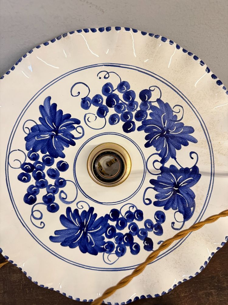 Pair of hand-painted ceramic chandeliers 20th century, 30x7cm