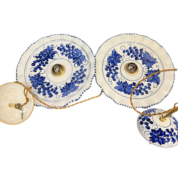 Pair of hand-painted ceramic chandeliers 20th century, 30x7cm