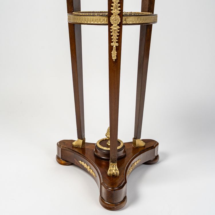 Mahogany and Mahogany Veneer Pedestal with vert de Mer Marble Top, Empire Style circa 1870