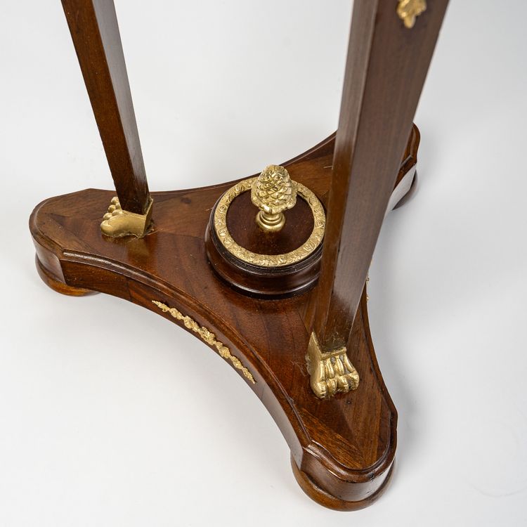 Mahogany and Mahogany Veneer Pedestal with vert de Mer Marble Top, Empire Style circa 1870