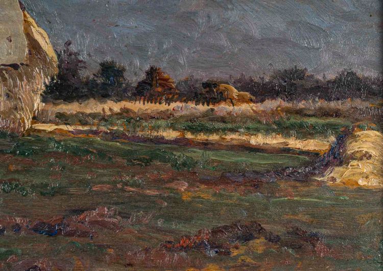Gaston Bonfils (1855-1946) - The Haystack, Oil on Wood, circa 1880-1900