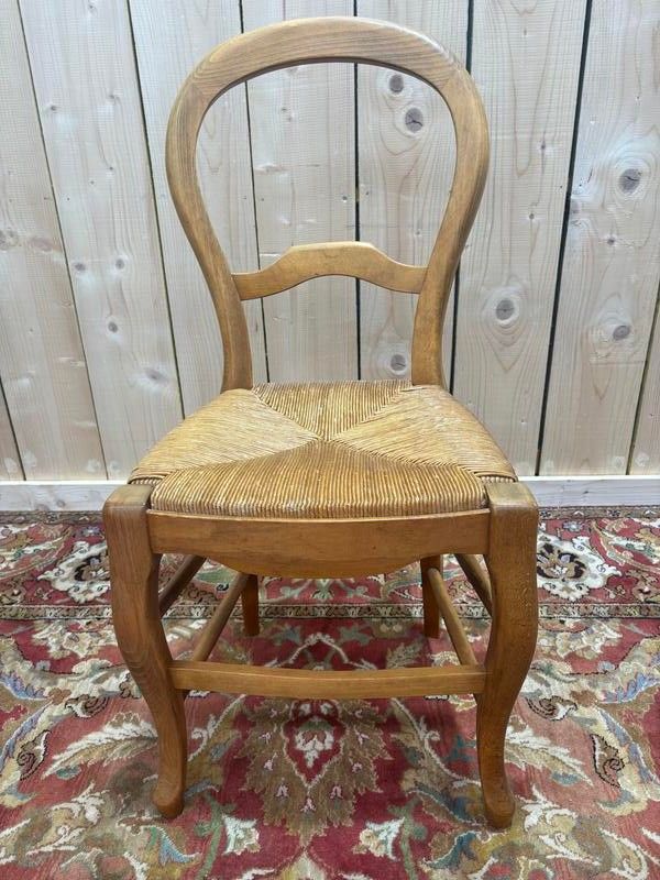 Série de 6 chaises paillées Louis Philippe 