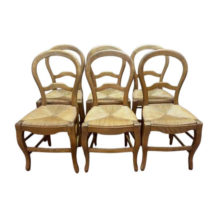 Série de 6 chaises paillées Louis Philippe 