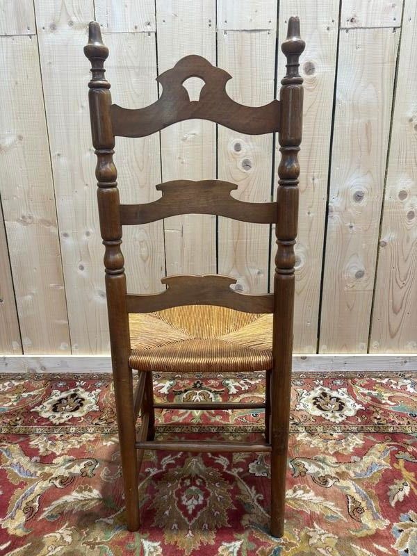 Série de 6 chaises paillées haut dossier 