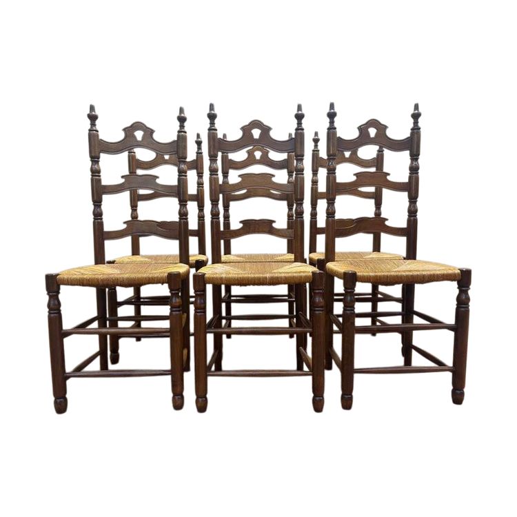 Série de 6 chaises paillées haut dossier 