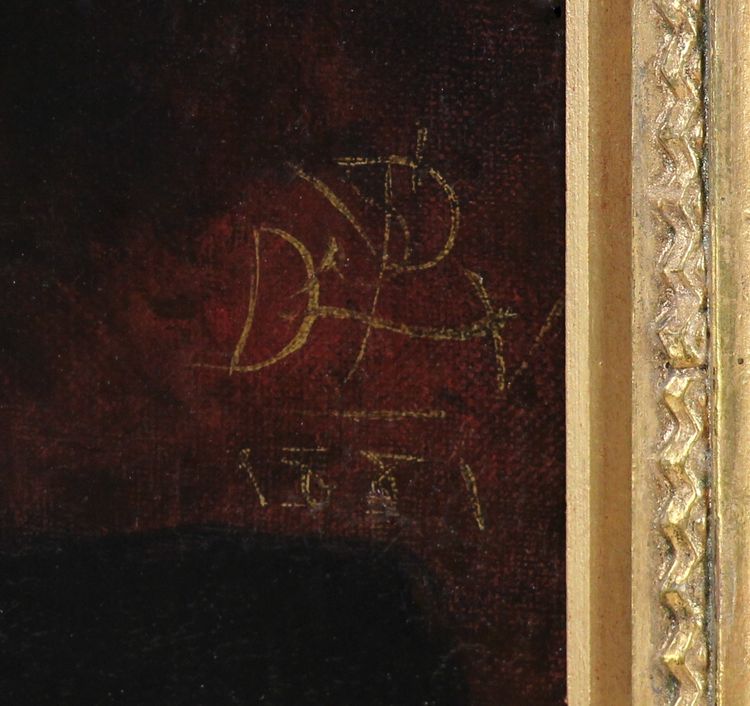 Peinture à l'huile sur toile " Petit chien blanc " datée de 1881