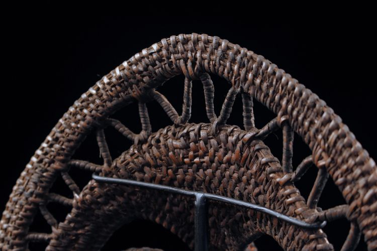 Yamswurzelmaske, Stammeskunst, Ozeanische Kunst, Korbflechterei, Papua-Neuguinea, Ozeanische Kunst, 26 cm