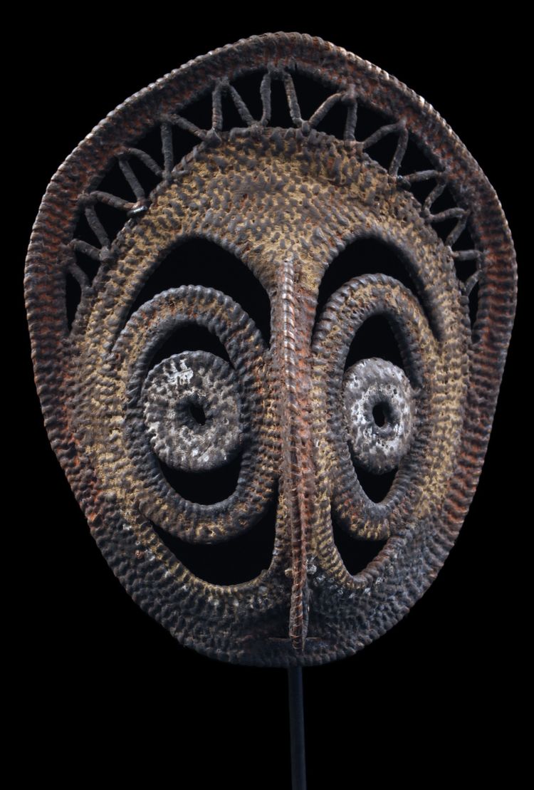Yamswurzelmaske, Stammeskunst, Ozeanische Kunst, Korbflechterei, Papua-Neuguinea, Ozeanische Kunst, 26 cm