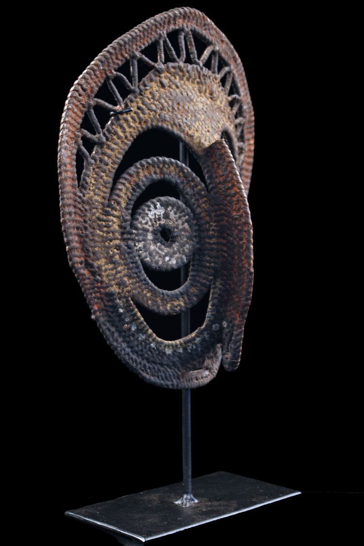 Yamswurzelmaske, Stammeskunst, Ozeanische Kunst, Korbflechterei, Papua-Neuguinea, Ozeanische Kunst, 26 cm