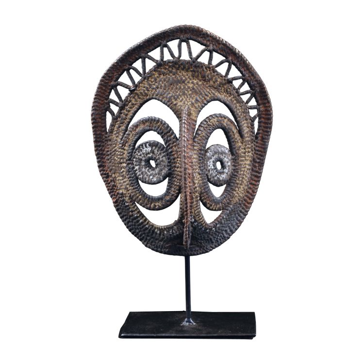 Yamswurzelmaske, Stammeskunst, Ozeanische Kunst, Korbflechterei, Papua-Neuguinea, Ozeanische Kunst, 26 cm